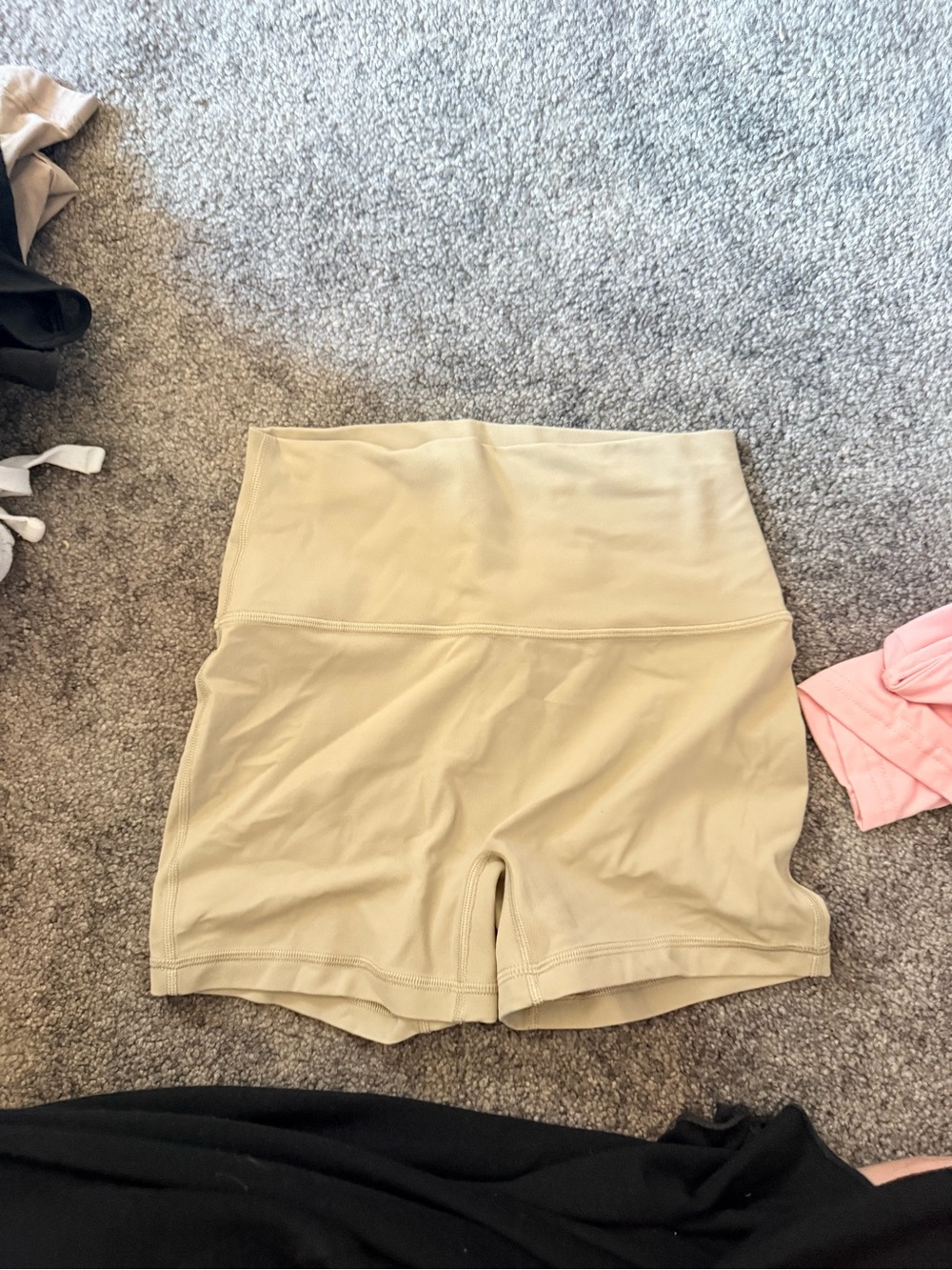 Athleta Beige High-Rise Bike Shorts